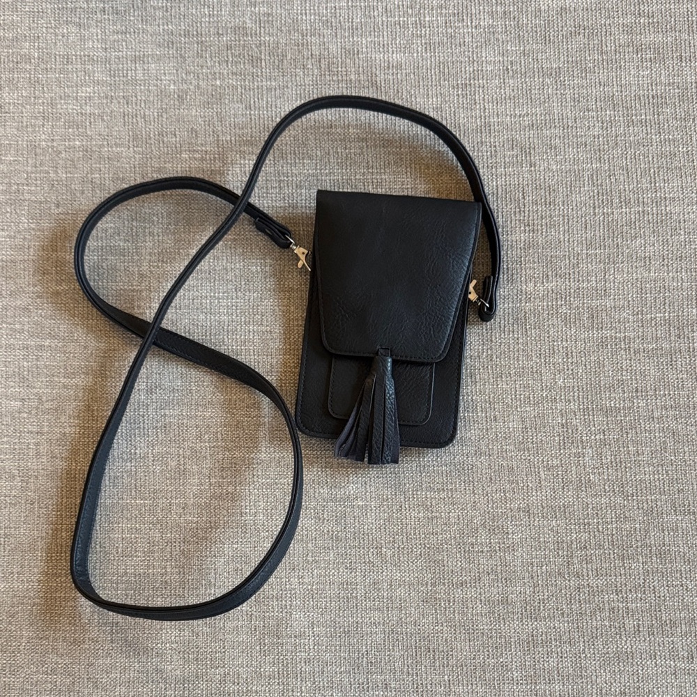 Vegan Leather Black Crossbody Bag